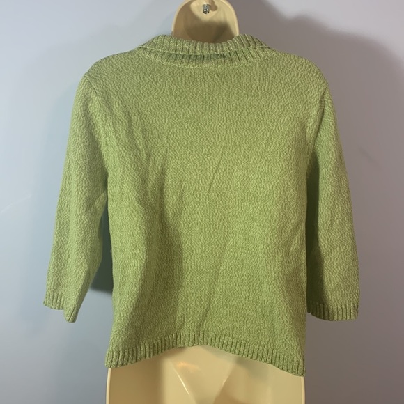 Christopher & banks sweater 3/4 sleeve hand embroidered light green crossover L - Picture 5 of 11